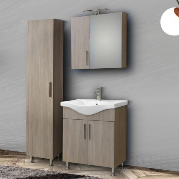 Σετ έπιπλο μπάνιου SIENA HARMONY 75 (Bάση, Καθρέπτης, Φωτιστικό)